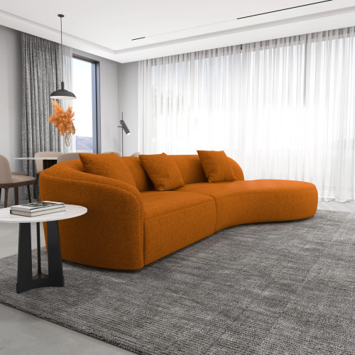 Galleria Sectional Sofa - Burnt Orange Boucle | KM Home Furniture and Mattress Store | TX | Best Furniture stores in Houston