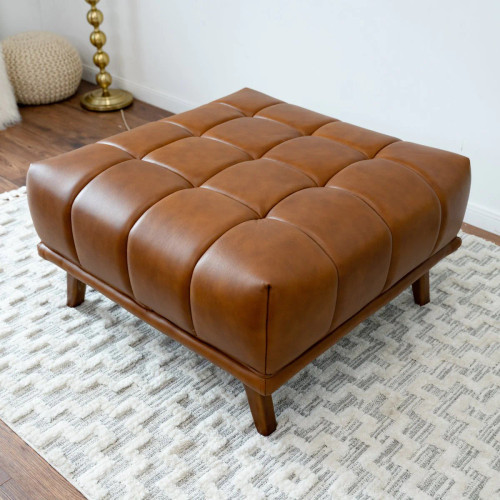 Kano Ottoman - Cognac Leather | KM Home Furniture and Mattress Store | Houston TX | Best Furniture stores in Houston