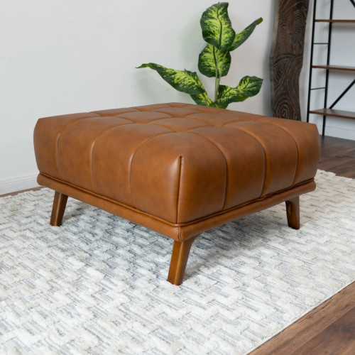 Kano Ottoman - Cognac Leather | KM Home Furniture and Mattress Store | Houston TX | Best Furniture stores in Houston