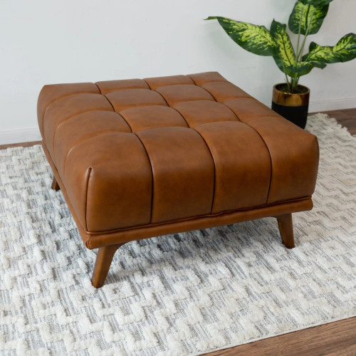 Kano Ottoman - Cognac Leather | KM Home Furniture and Mattress Store | Houston TX | Best Furniture stores in Houston