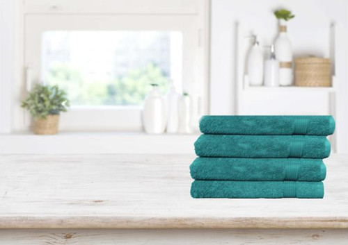 Heaven Spa Solid Teal 4 Piece 100% Cotton Bath Towel km-sam01st-bt-4pc