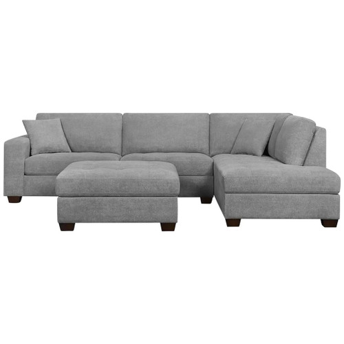 Fabric Sectional with Ottoman Gray