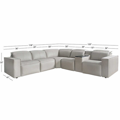 Power Reclining Leather Sectional with Power Headrests
