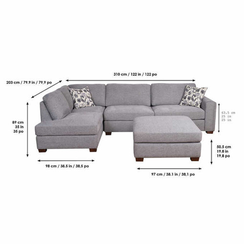Maycen Fabric Sectional with FREE Ottoman - RAF Sofa