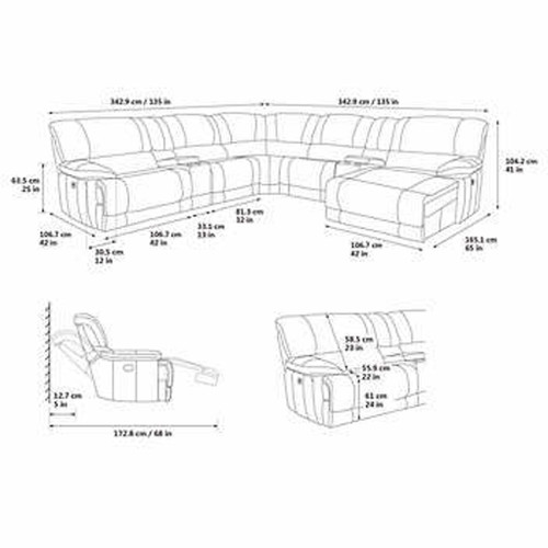 Petaluma Fabric Power Reclining Sectional with Chaise