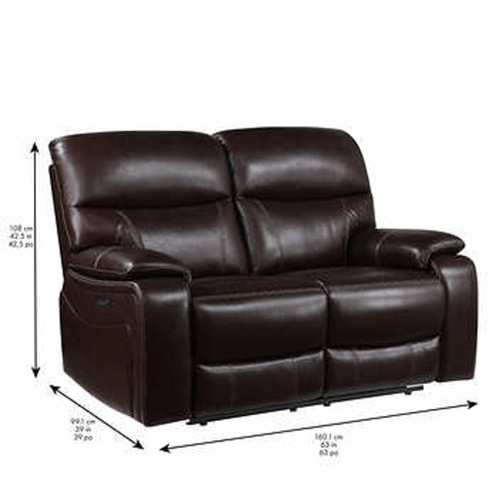 Fallon Top Grain Leather Power Reclining Loveseat with Power Headrests