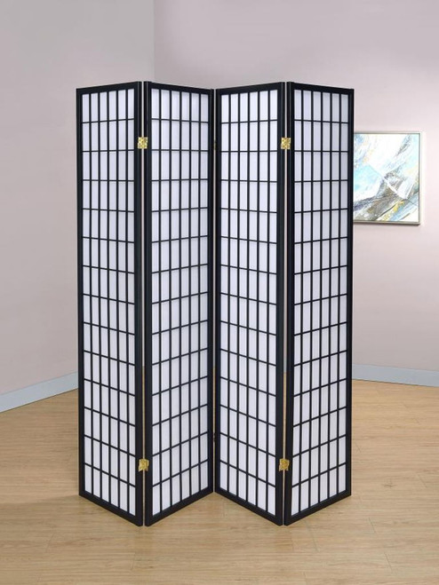 Roberto - 4-panel Linear Grid Design Folding Screen