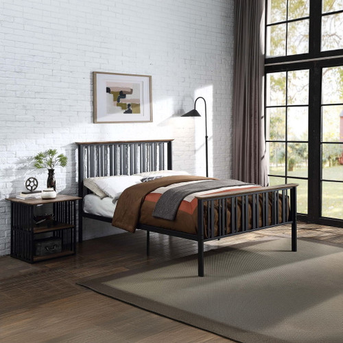 Zudora - Full Bed - Antique Oak & Black