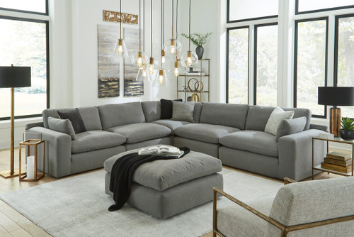 Denver Gray Sectional in Thick Linen