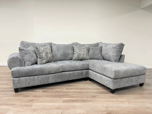 Amalia 2pcs. Gray Sectional in Ultra Soft Polyester by Happy Homes