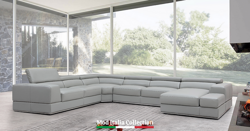 Pella 4pcs Light Gray Sectional in Leather Match by New Era Furniture RAF