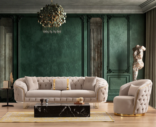 Sofa and Loveseat Rome Sofa and Loveseat in Velvet Black by Polaris Furniture