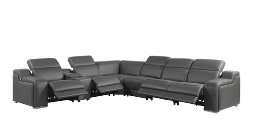 1116 - Power Reclining Italian Leather Sectional