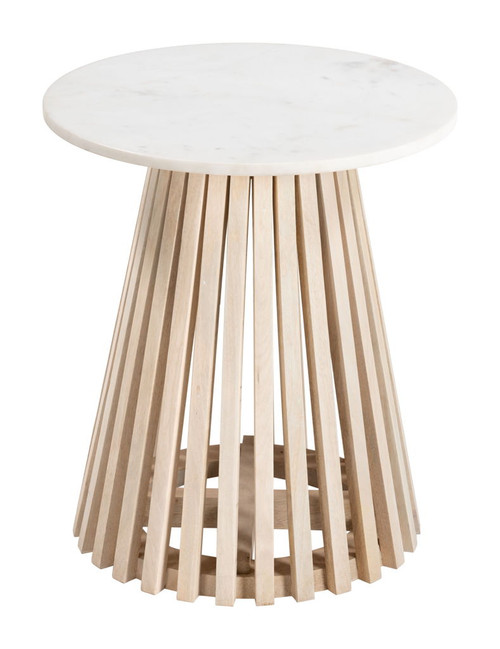 Mazara - Side Table - White & Natural