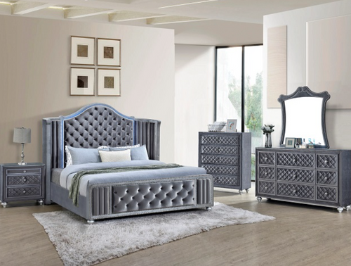 SET -B2150 Cameo Panel Bedroom Set in Gray by Crown Mark