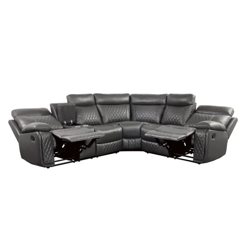 9599GRY*SC Socorro Reclining Sectional Homelegance