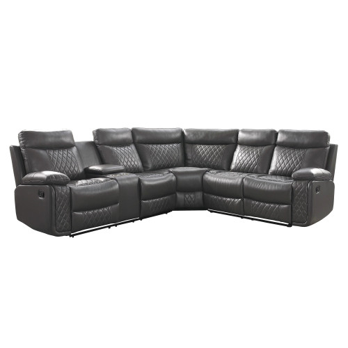 9599GRY*SC Socorro Reclining Sectional Homelegance