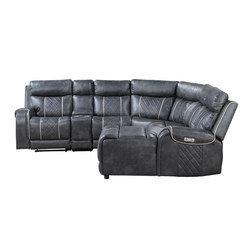 SET-9377GRY-6 Gabriel Reclining Sectional in Faux Leather LAF Homelegance