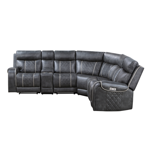 SET-9377GRY-6 Gabriel Reclining Sectional in Faux Leather Homelegance