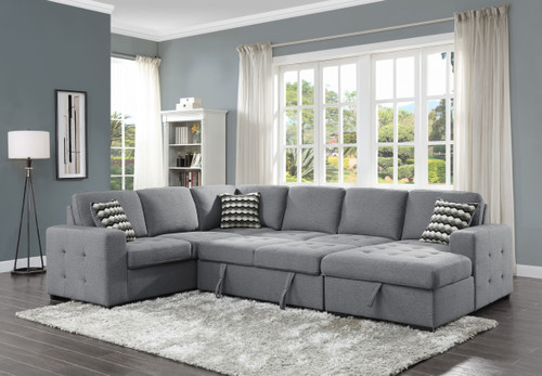 9313GY Solomon Sectional in Fabric Homelegance