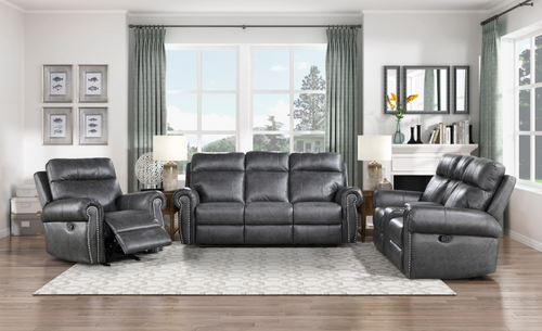 9488GY Granville Reclining Set in Faux Leather Homelegance