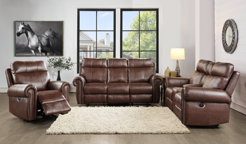 9488BR-PW Granville Power Reclining Set in Faux Leather Homelegance