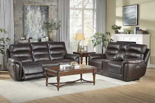 9527BRW Lance Reclining Set in Leather Homelegance