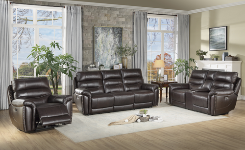 9527BRW Lance Reclining Set in Leather Homelegance