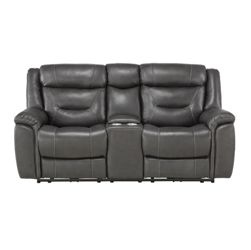 9528DGY Kennett Power Reclining Set in Leather Homelegance