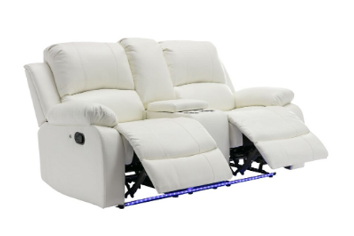 HH-Daytona-White Daytona Sofa and Loveseat in Leather by Happy Homes