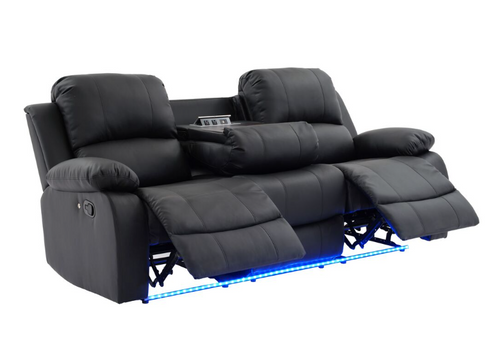 HH-Daytona-Black Daytona Sofa and Loveseat in Leather by Happy Homes