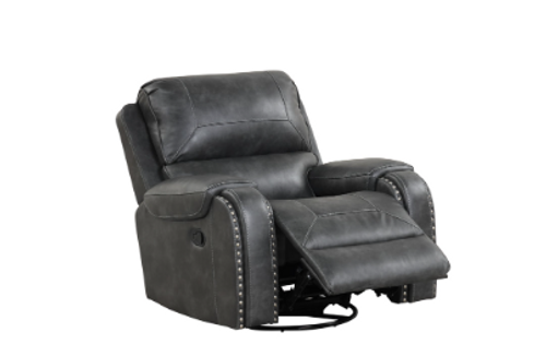 Charcoal Titan Reclining Living Room Set in Leather Gel