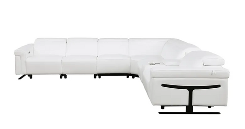 Lucca 6piece L Shaped Sectional in Leather White by New Era Innovation