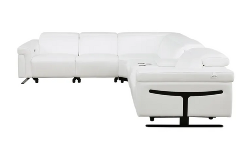 Lucca 7piece L Shaped Sectional in Leather White by New Era Innovation