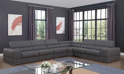 Pella 3pcs L Shaped Sectional in Leather Match Light Gray by New Era Innovations