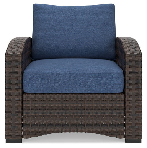 Windglow - Blue / Brown - Lounge Chair With Cushion