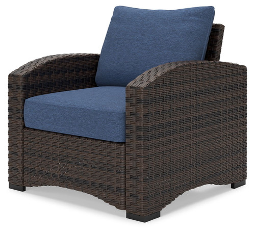 Windglow - Blue / Brown - Lounge Chair With Cushion