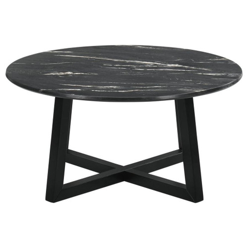 Skylark - Round Marble - Like Smart Top Coffee Table - Black