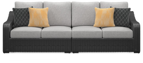 Beachcroft - Black / Light Gray - 2-Piece Outdoor Loveseat with Cushion