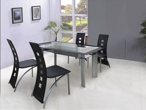 Sky - Dining Table - Black & Pearl Silver