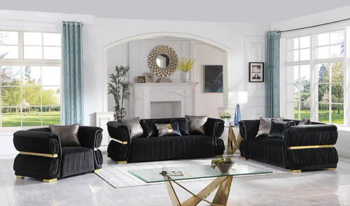 Anna Living Room Set in Velvet