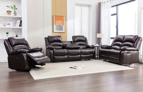 Dynamo 2 Reclining Living Room Set in Faux Leather by Happy Homes