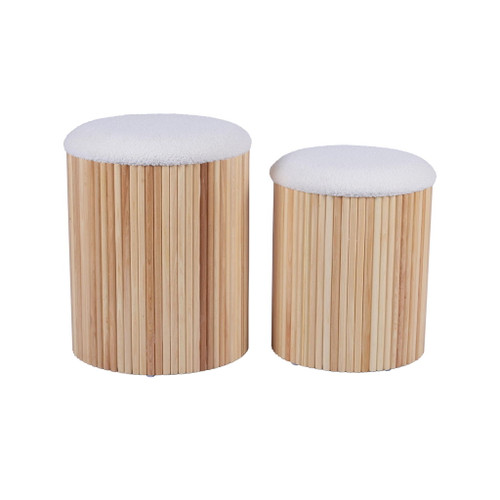 Sagano - Nesting Storage Ottomans (Set of 2) - White