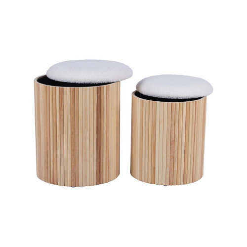 Sagano - Nesting Storage Ottomans (Set of 2) - White