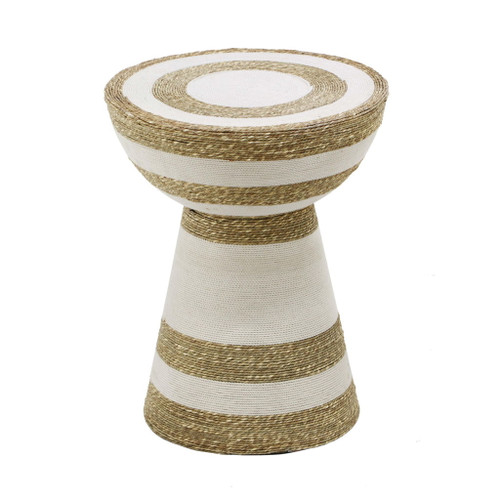 Wren - Striped Side Table - Natural / White