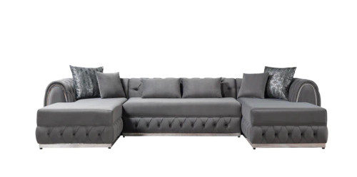 Jessie Double Chaise Sectional in Velvet