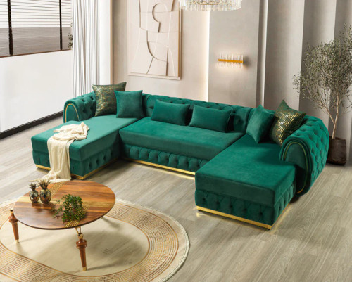 Jessie Double Chaise Sectional in Velvet