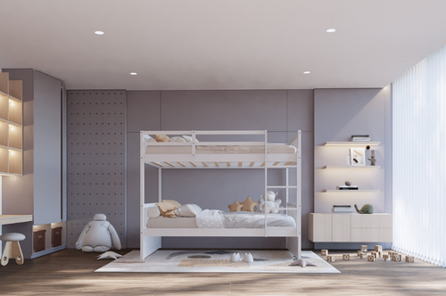 Elliot twin-over-twin bunk bed in White finish, front view