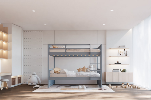 Elliot twin-over-twin bunk bed in Gray finish, front view
