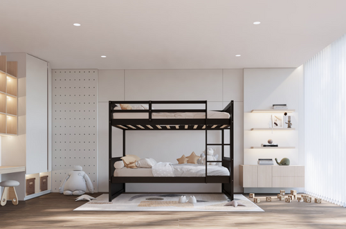 Elliot twin-over-twin bunk bed in Black finish, front view